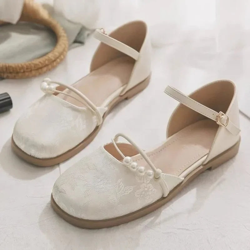Women Flat Sandals Square Toe Loafers Shoes Woman 2025 Trend Elegant Dress Casual Shoes Soft Sole Comfort Summer Sandalias Mujer