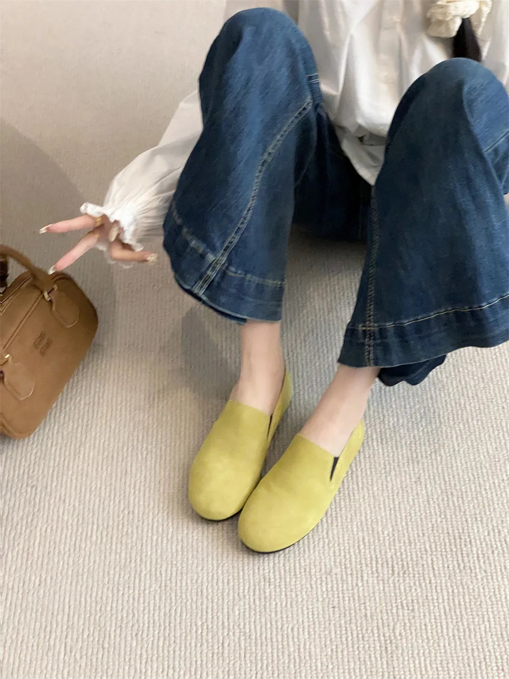 Women's Flat Shoes 2025 New Style Sports Shoes Women's Leather Casual Loafers Women Work Shoes Comfortable for Work Flats