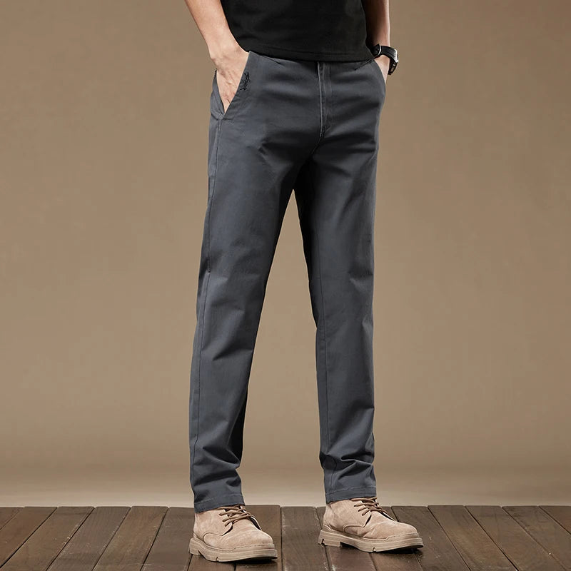 Business Casual Trousers Men's 2024 Autumn New Men's Clothes Work Pants Male Formal Dress Straight Pants Black Gray Khaki