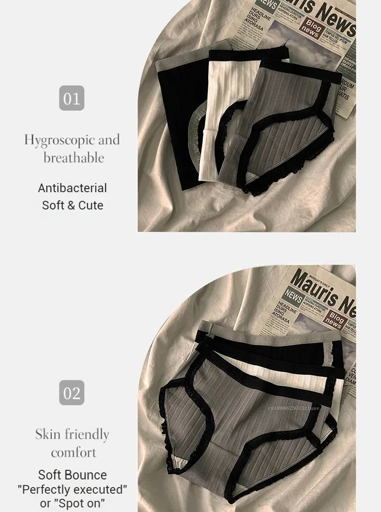 Pure Cotton Underwear for Women Female Breathable Mid-Waist Underpants Girls Solid Color Briefs Short Sexy Lingerie Нижнее Белье
