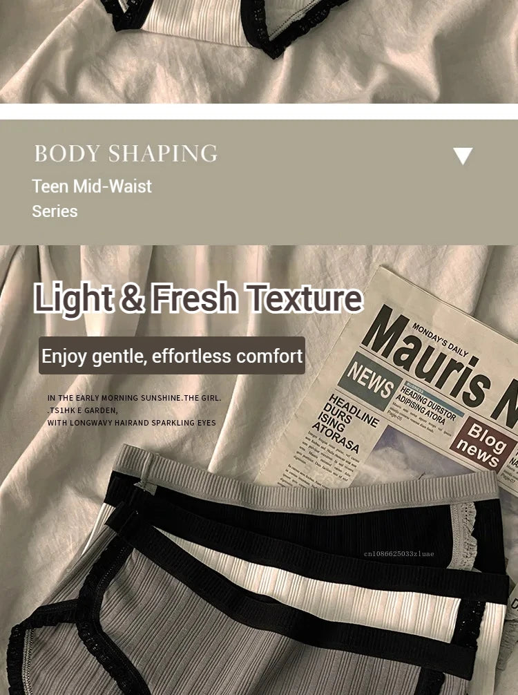 Pure Cotton Underwear for Women Female Breathable Mid-Waist Underpants Girls Solid Color Briefs Short Sexy Lingerie Нижнее Белье