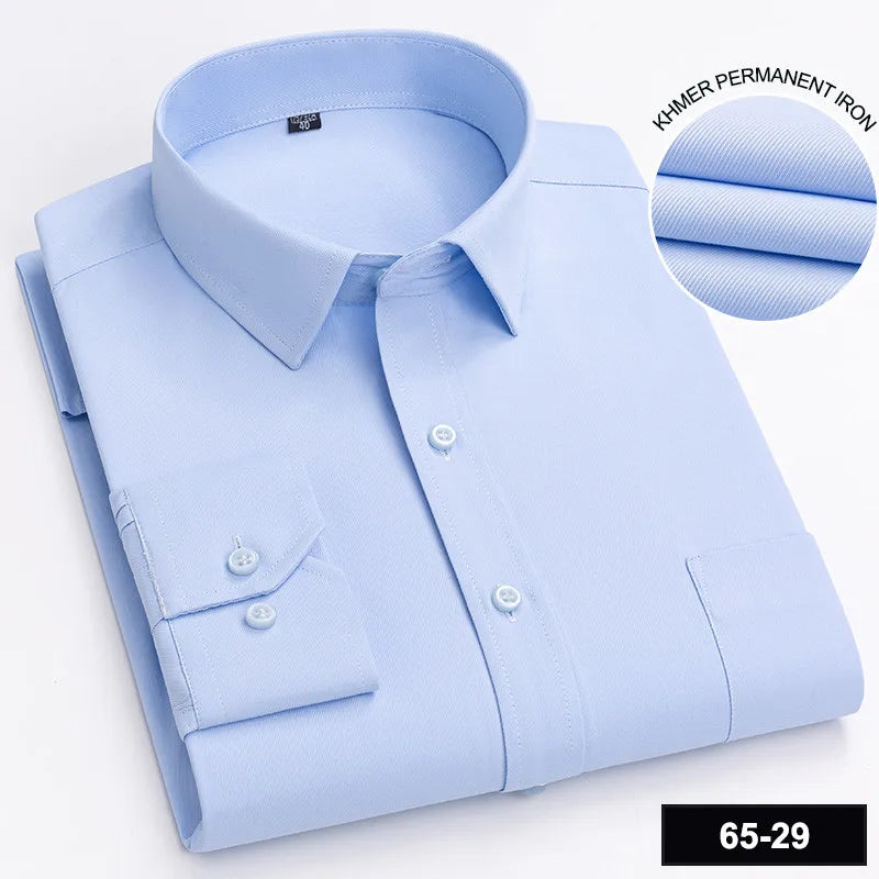 Men's Printed Plaid & Stripe Long Sleeve Casual Shirt — Single Pocket Business Formal Four Seasons