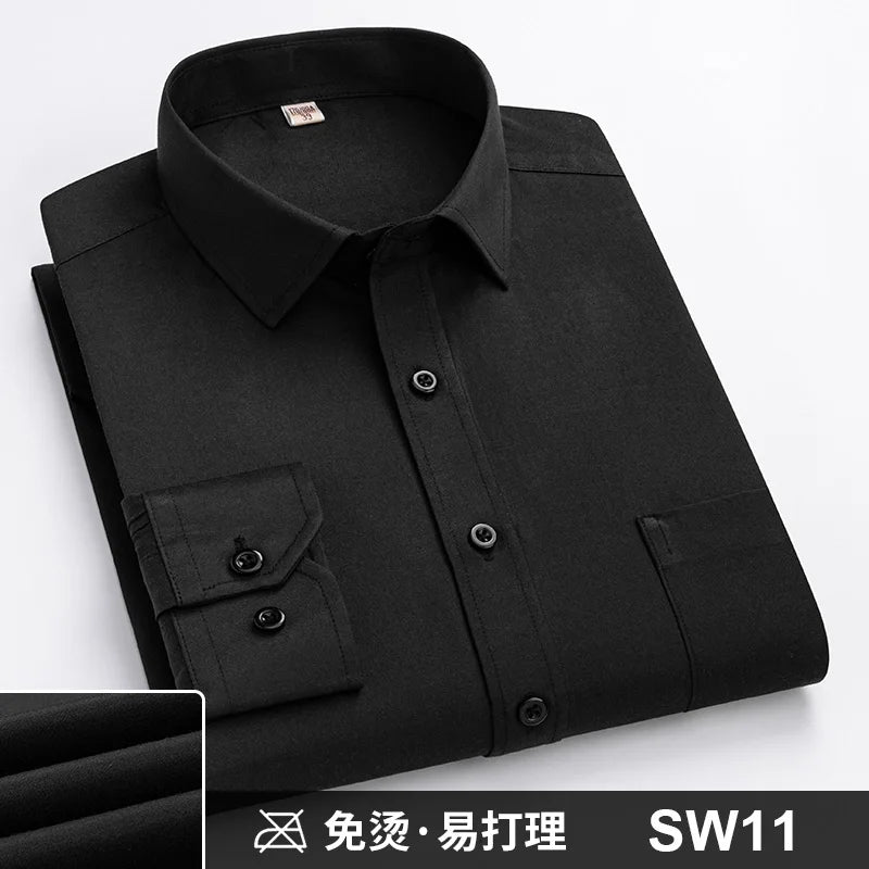 Lynett Lamar Men's Anti-Wrinkle Non-Iron Striped Long Sleeve Dress Shirt — Business Formal Up to 4XL
