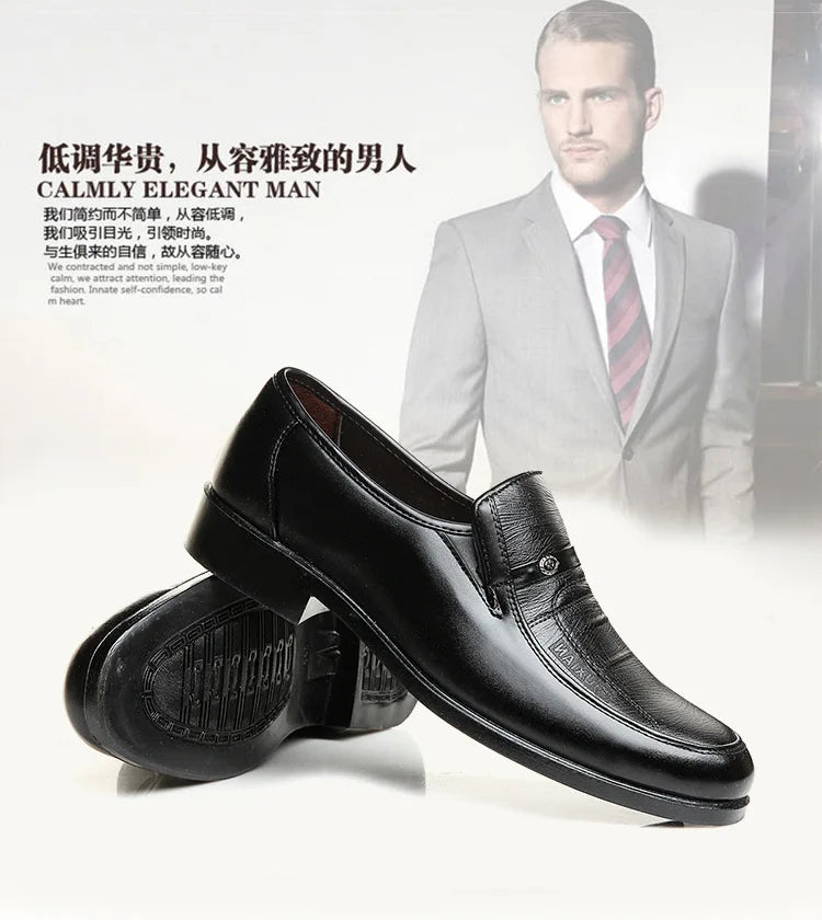 Men's Dress Shoes New Brand Men Business Leather Formal Flat Shoes for Work Office Men Round Shoe Breathable Party Wedding Shoes