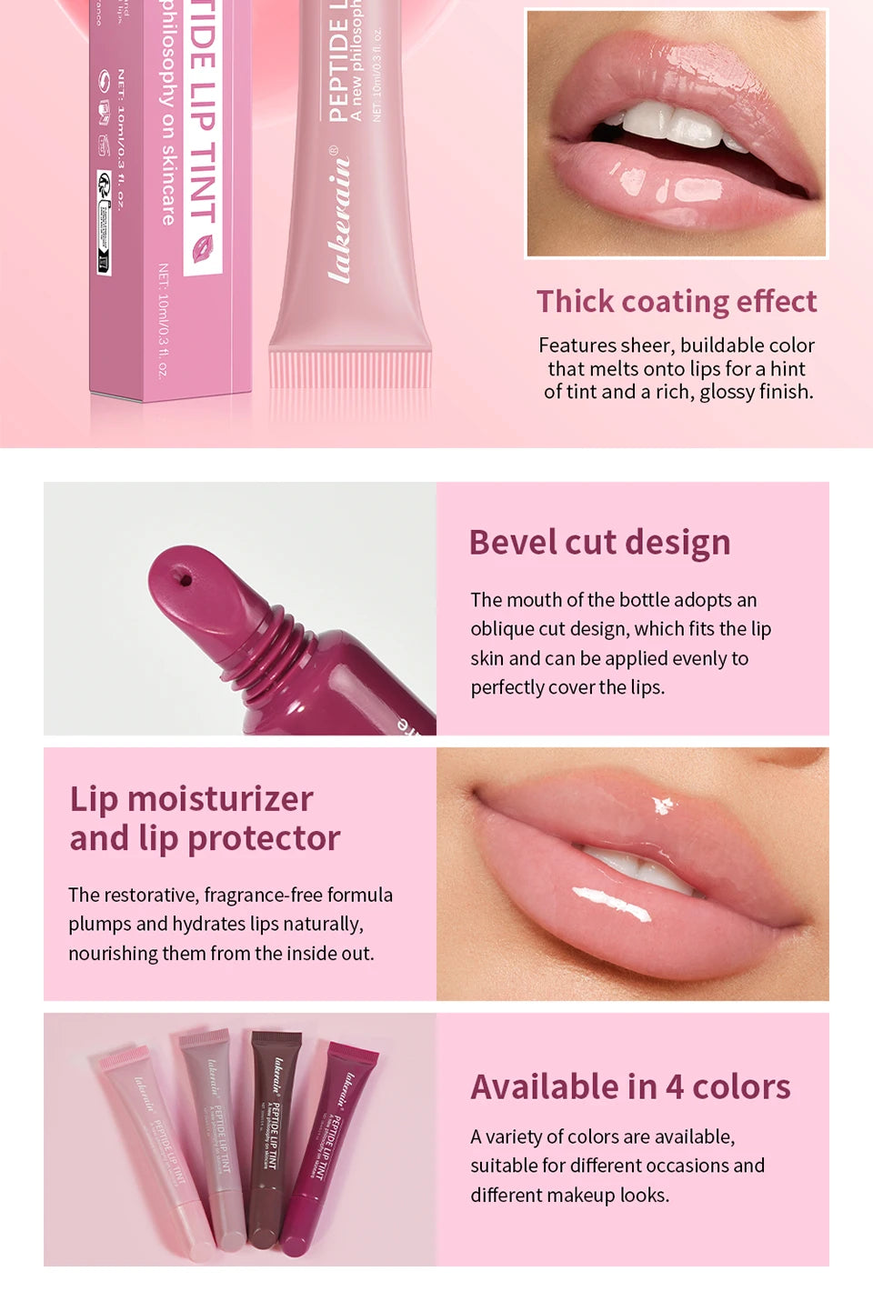 Lip Hydrating Lip Gloss Glitter Glossy Plumping Lipgloss High Shine Glass Finish Nude Colors Shiny Jelly Liquid Lipstick