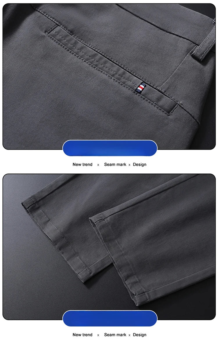 Business Casual Trousers Men's 2024 Autumn New Men's Clothes Work Pants Male Formal Dress Straight Pants Black Gray Khaki