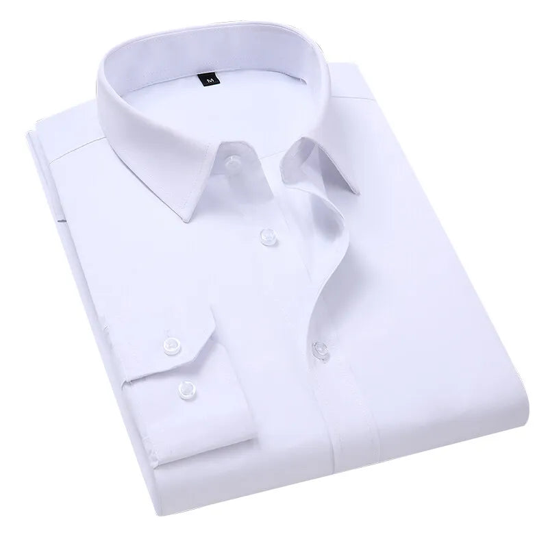 Lynett Lamar Men's Long Sleeve Business Casual Dress Shirt — Solid Colour Formal Wear M–8XL