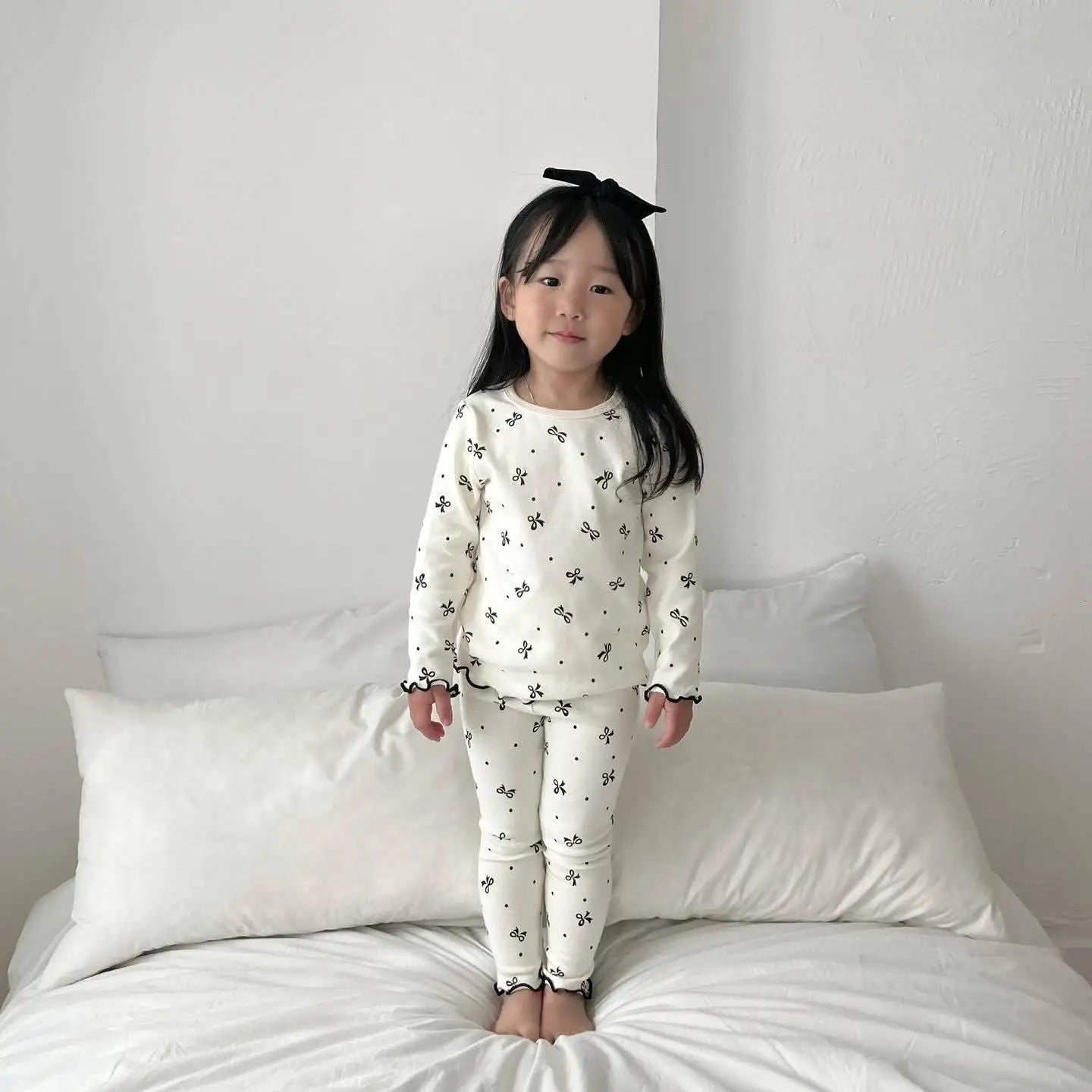 Kids Pijama for Girl 26 Korean Children's Homewear Set Cute Printed Long-sleeved Two-piece Set Sleepwear Pajama Set