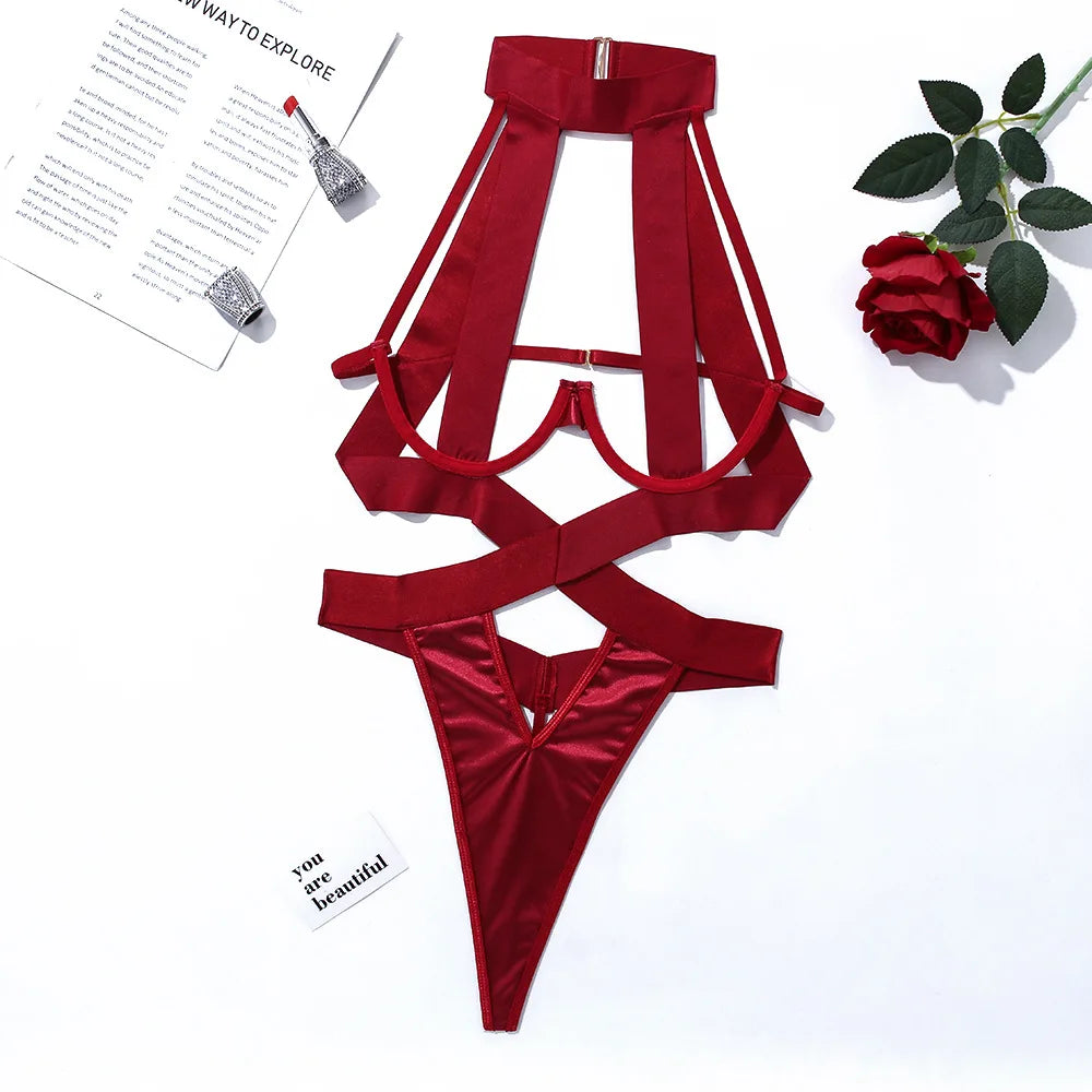 Spicy Girl's Sexy Strap Lingerie Bodysuit  Seductive Erotic Eco-Friendly Packing
