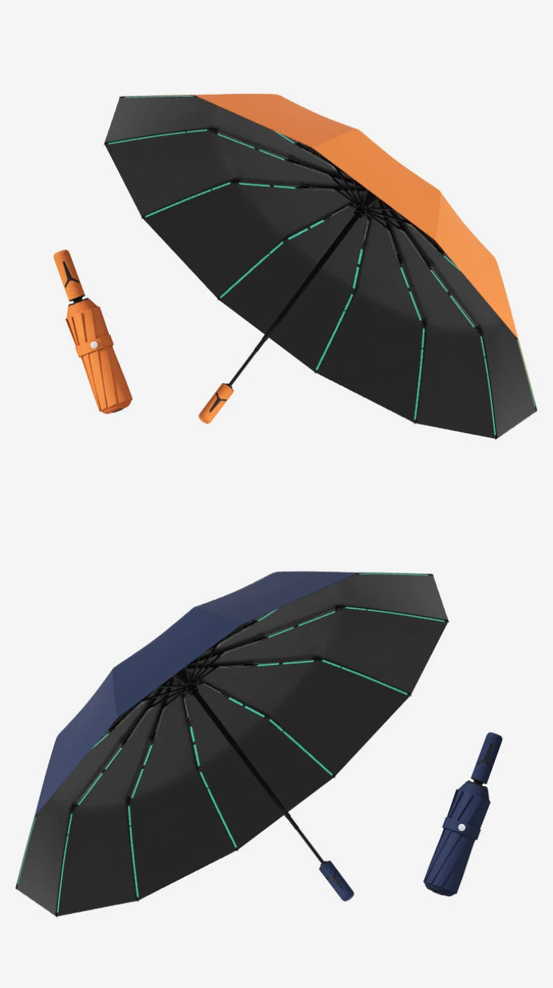 Extra Large Auto Open Close Umbrella Windproof Reverse Fold Sun Rain UV Protection Black Layer Sunshade for Outdoor Travel Use