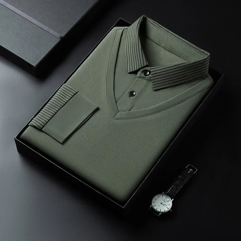 Lynett Lamar Men's Contrast Colour Polo Shirt — Anti-Wrinkle All-Season Top