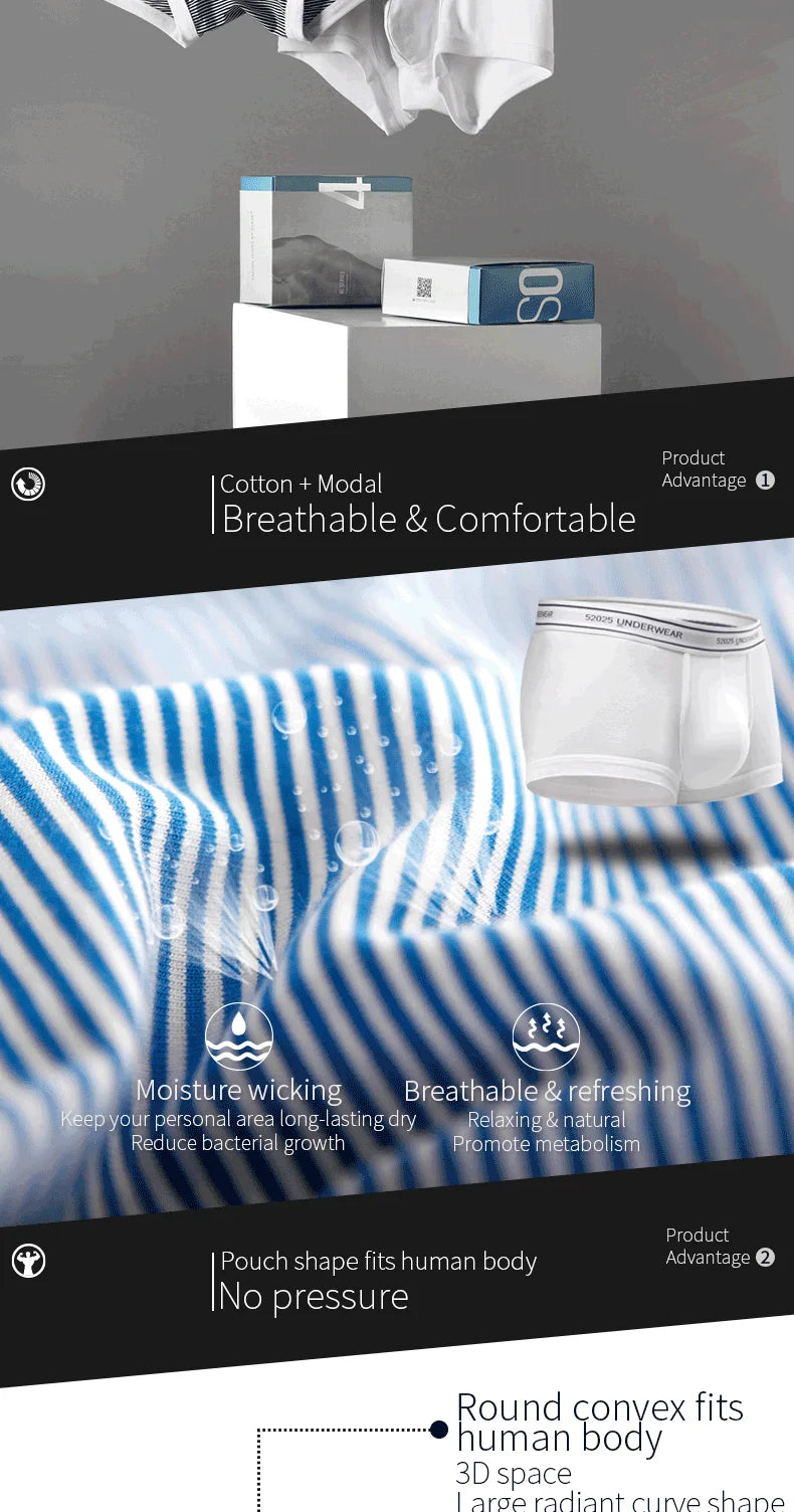 52025 Men’s Boxers – Crafted from Cotton-Modal Blend, Naturally Plant-Dyed, Breathable, Antibacterial & Exceptionally Soft