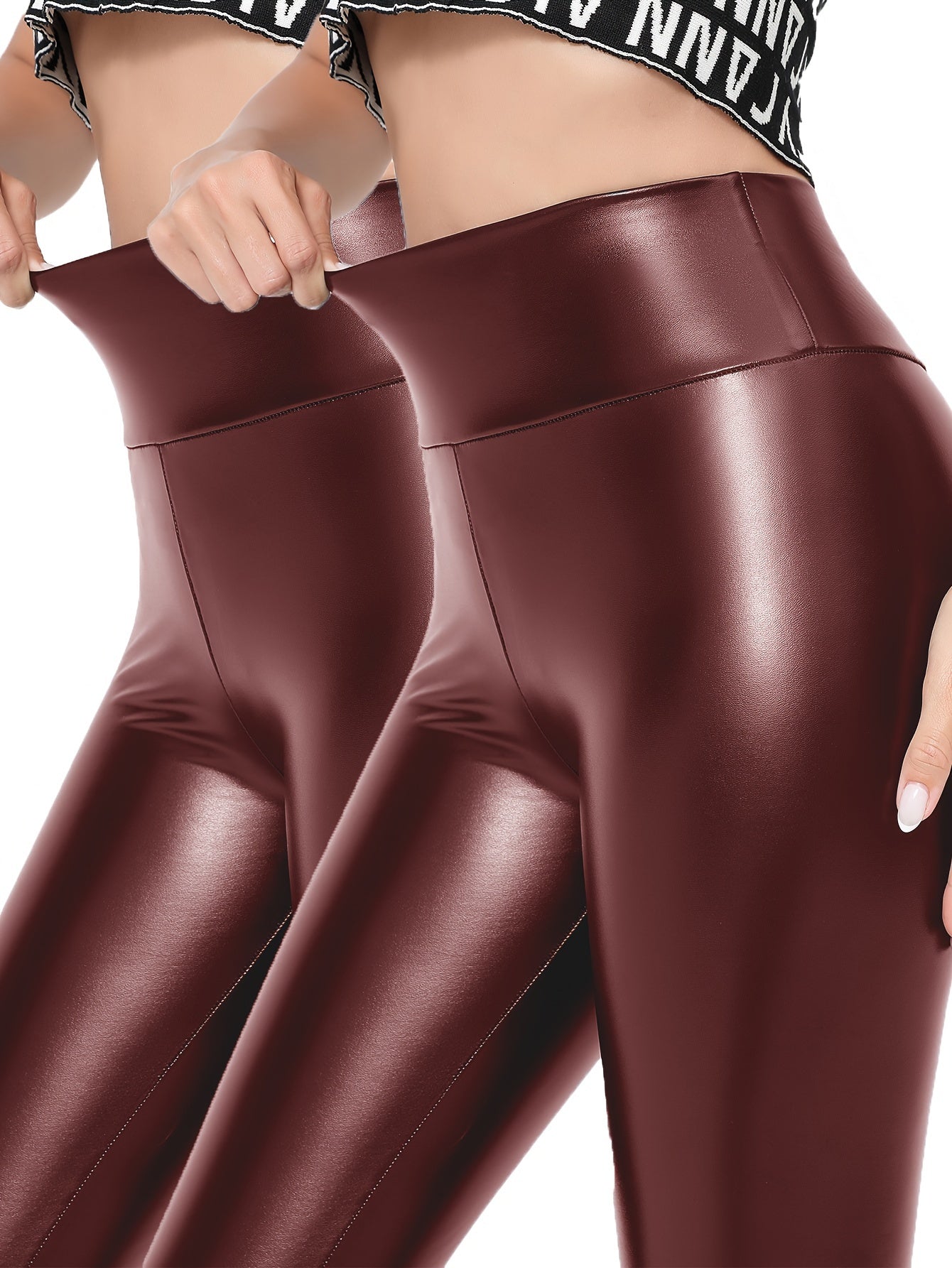 2pcs Women'S High-Waisted Leggings - Stretchy, Non-See-Through, Solid Black, All-Season Workout Pants for Fitness & Casual Wear, High Waisted Leggings, High Waisted Leg, Women Trouser, Women Sports Pants, Women Pants, Gym Clo