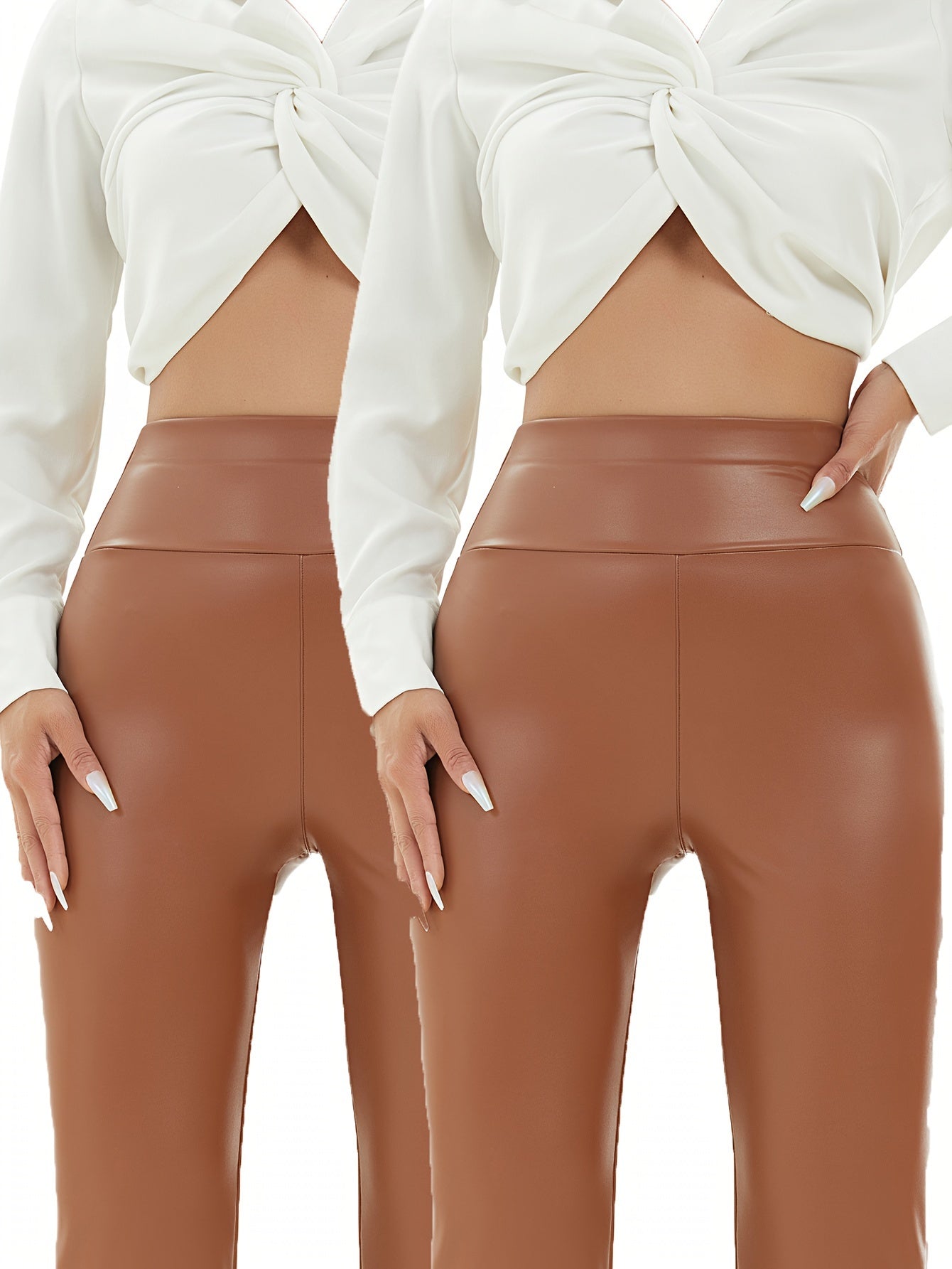 2pcs Women'S High-Waisted Leggings - Stretchy, Non-See-Through, Solid Black, All-Season Workout Pants for Fitness & Casual Wear, High Waisted Leggings, High Waisted Leg, Women Trouser, Women Sports Pants, Women Pants, Gym Clo