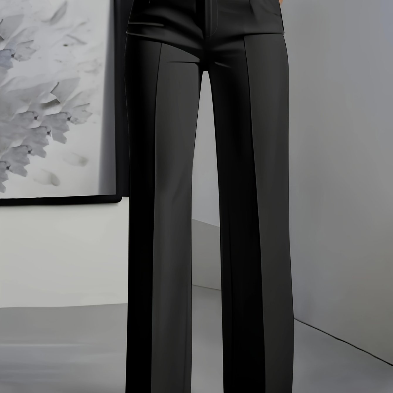 Women'S Elegant White Pants - Formal and Casual, Button Closure, Non-Stretch Fabric, Suitable for Office, Party, Casual Attire - Professional High-Waisted Trousers, Classic Design, Exquisite Tailoring, Essential Fashion Botto