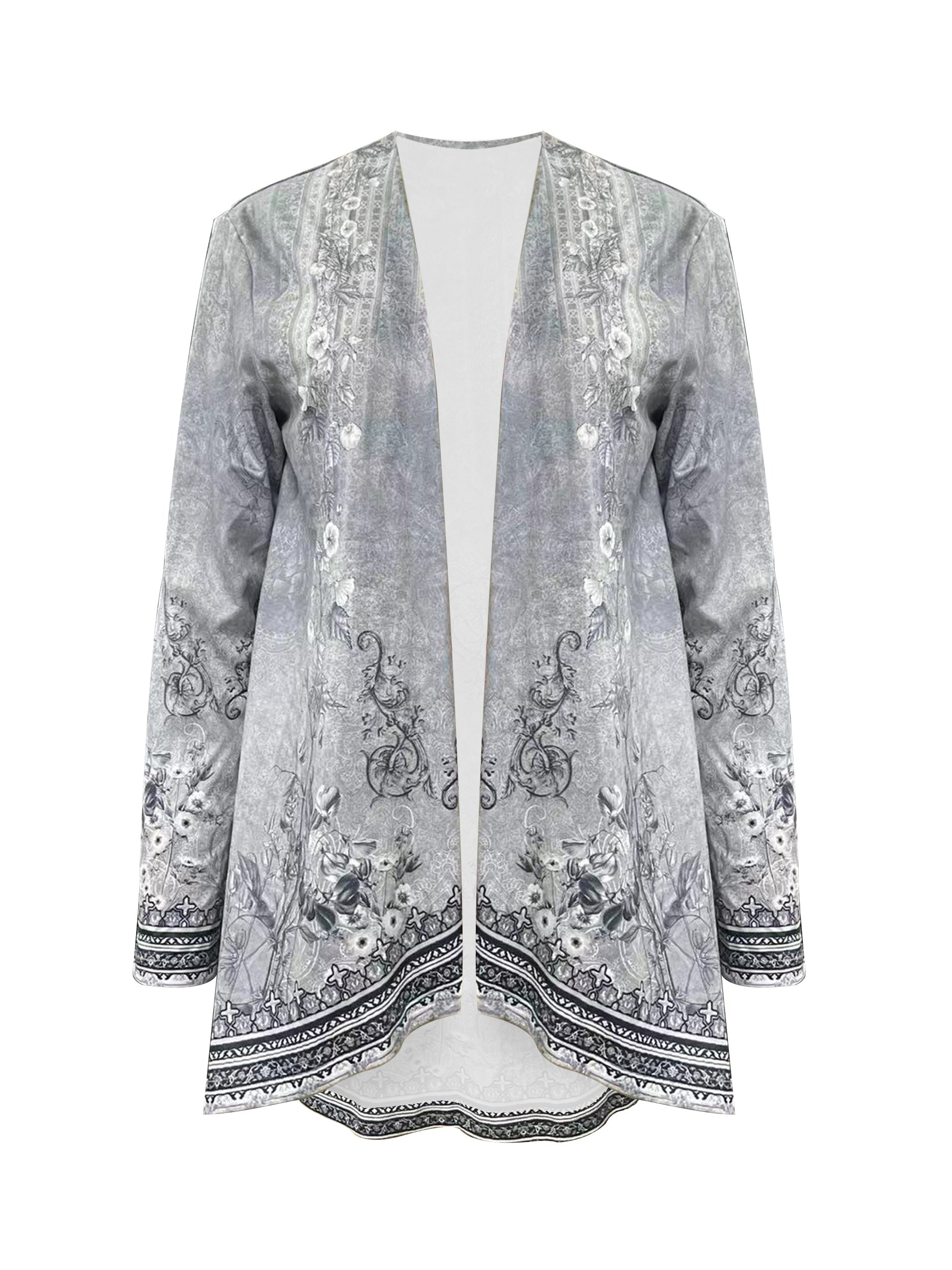Spring And Autumn New Women Tops Floral Print Cardigan Casual Long-sleeved Thin Coat