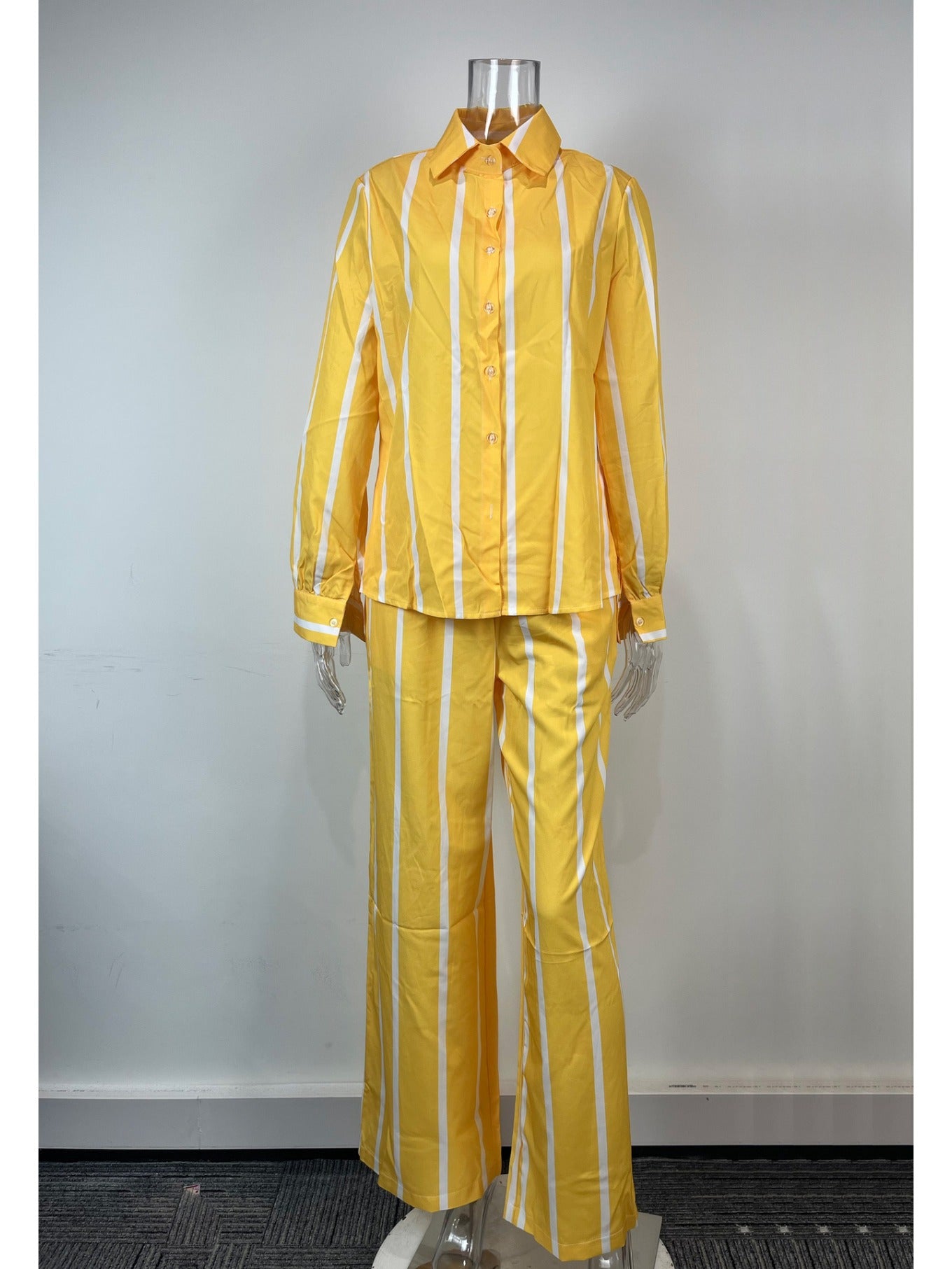 Spring New European and American Women'S Printed Striped Shirt Top Pants Set for Women, Spring Fashion, Summer Wardrobe, Striped Design, Trendy Set, Quality Stitching, Comfortable Fit, Women'S Pantsuit, Ladie Trouser Suit For