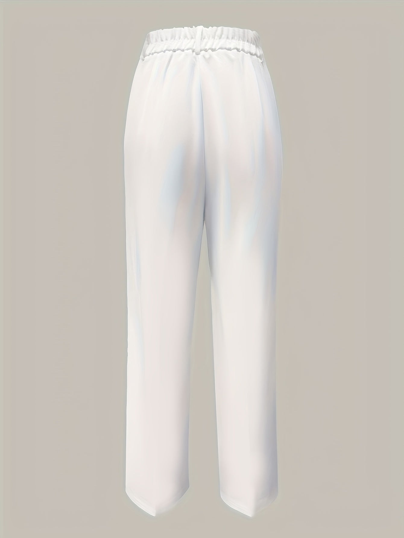 Women'S Elegant White Pants - Formal and Casual, Button Closure, Non-Stretch Fabric, Suitable for Office, Party, Casual Attire - Professional High-Waisted Trousers, Classic Design, Exquisite Tailoring, Essential Fashion Botto