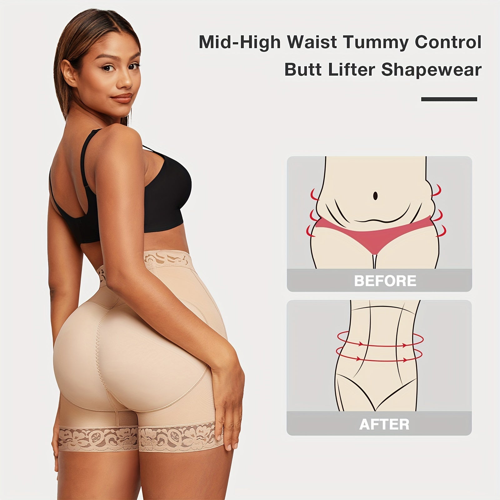 [Tummy Control Shapewear Shorts] Adjust Hooks Women Shorts Tummy Control Shapewear Shorts